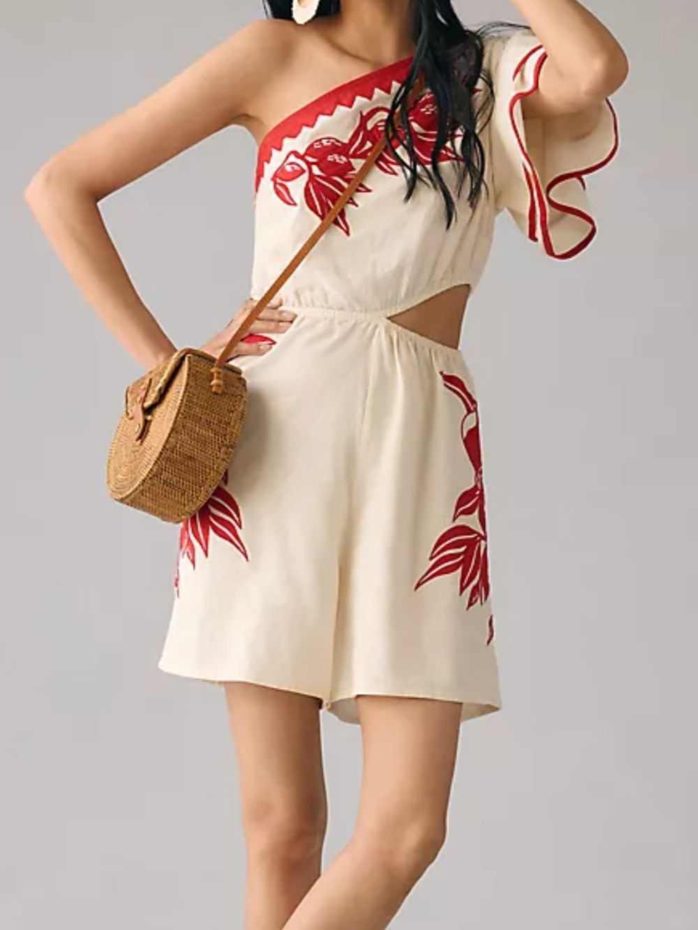 FARM Rio White Romper with Red Embroidered Trim - Picture 2 of 7
